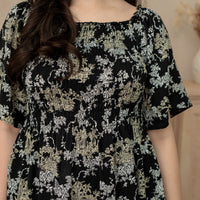 Flora Smocked Maxi Dress In Black Toile De Jouy