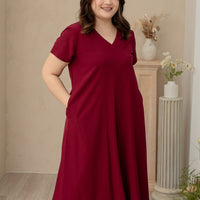 (RESTOCK) Juniper V-Neck Jumpsuit In Burgundy