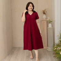 (RESTOCK) Juniper V-Neck Jumpsuit In Burgundy