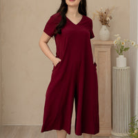 (RESTOCK) Juniper V-Neck Jumpsuit In Burgundy
