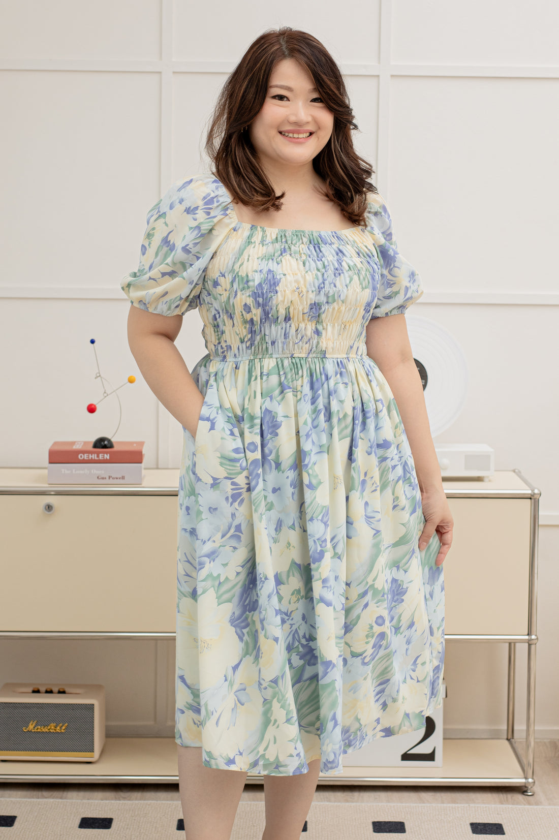 Claire Smocked Dress In Purple Floral