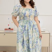 Claire Smocked Dress In Purple Floral