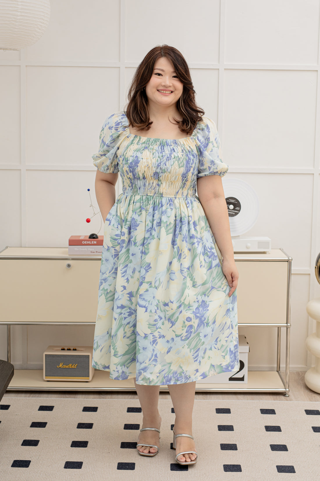 Claire Smocked Dress In Purple Floral