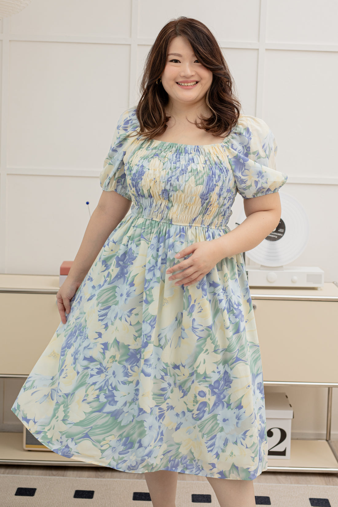 Claire Smocked Dress In Purple Floral