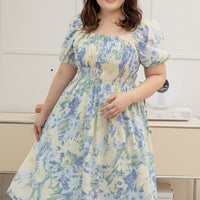 Claire Smocked Dress In Purple Floral