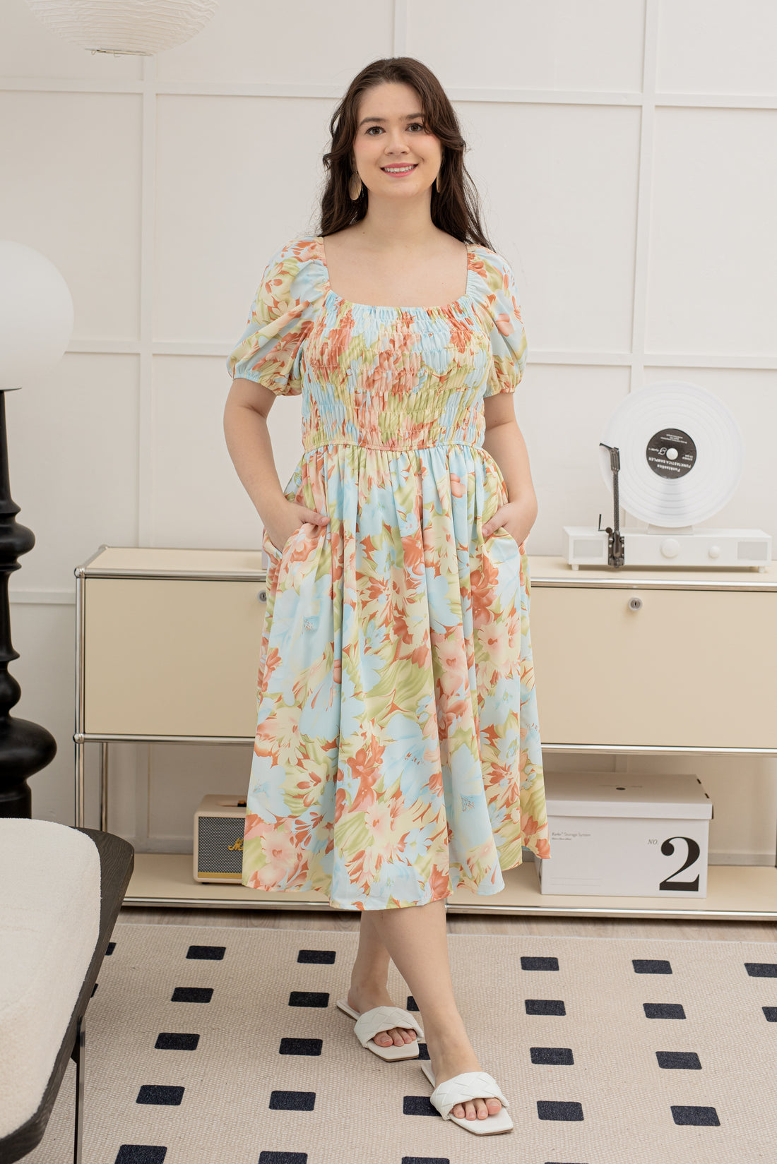 Claire Smocked Dress In Red Floral