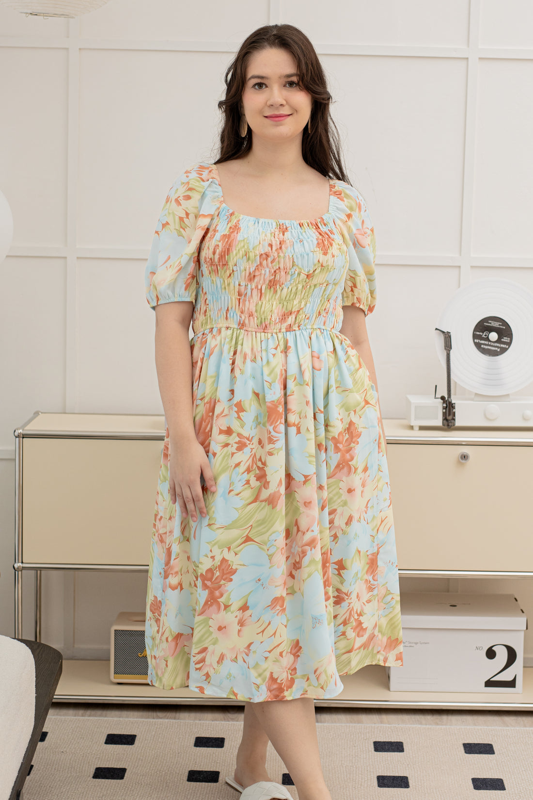 Claire Smocked Dress In Red Floral