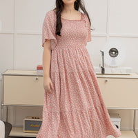 (RESTOCK) Flora Smocked Maxi Dress In Pink Floral