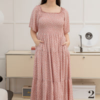 (RESTOCK) Flora Smocked Maxi Dress In Pink Floral