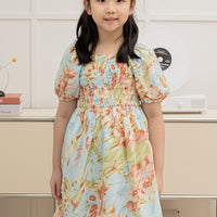 Capri Smocked Dress In Red Floral