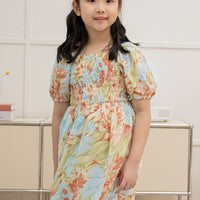 Capri Smocked Dress In Red Floral