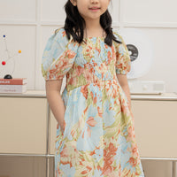Capri Smocked Dress In Red Floral