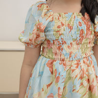 Capri Smocked Dress In Red Floral