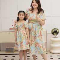 Capri Smocked Dress In Red Floral