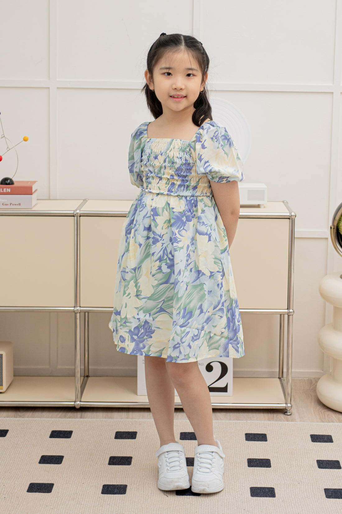 Capri Smocked Dress In Purple Floral