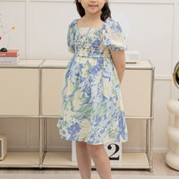 Capri Smocked Dress In Purple Floral