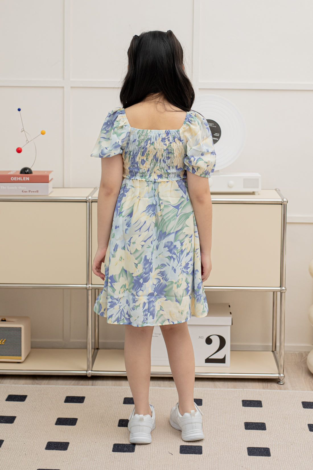 Capri Smocked Dress In Purple Floral