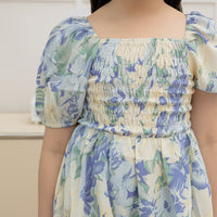 Capri Smocked Dress In Purple Floral