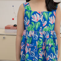 Vera Square Neck Sleeveless Shift Dress In Blue Floral