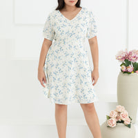 Ariel Floral Button Dress In White