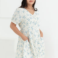 Ariel Floral Button Dress In White