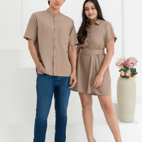 Shauna Belted Romper In Sand
