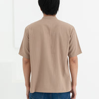 George Mandarin Collar Shirt In Sand