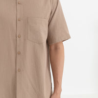George Mandarin Collar Shirt In Sand