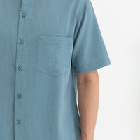 George Mandarin Collar Shirt In Sky Blue