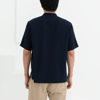 George Mandarin Collar Shirt In Navy