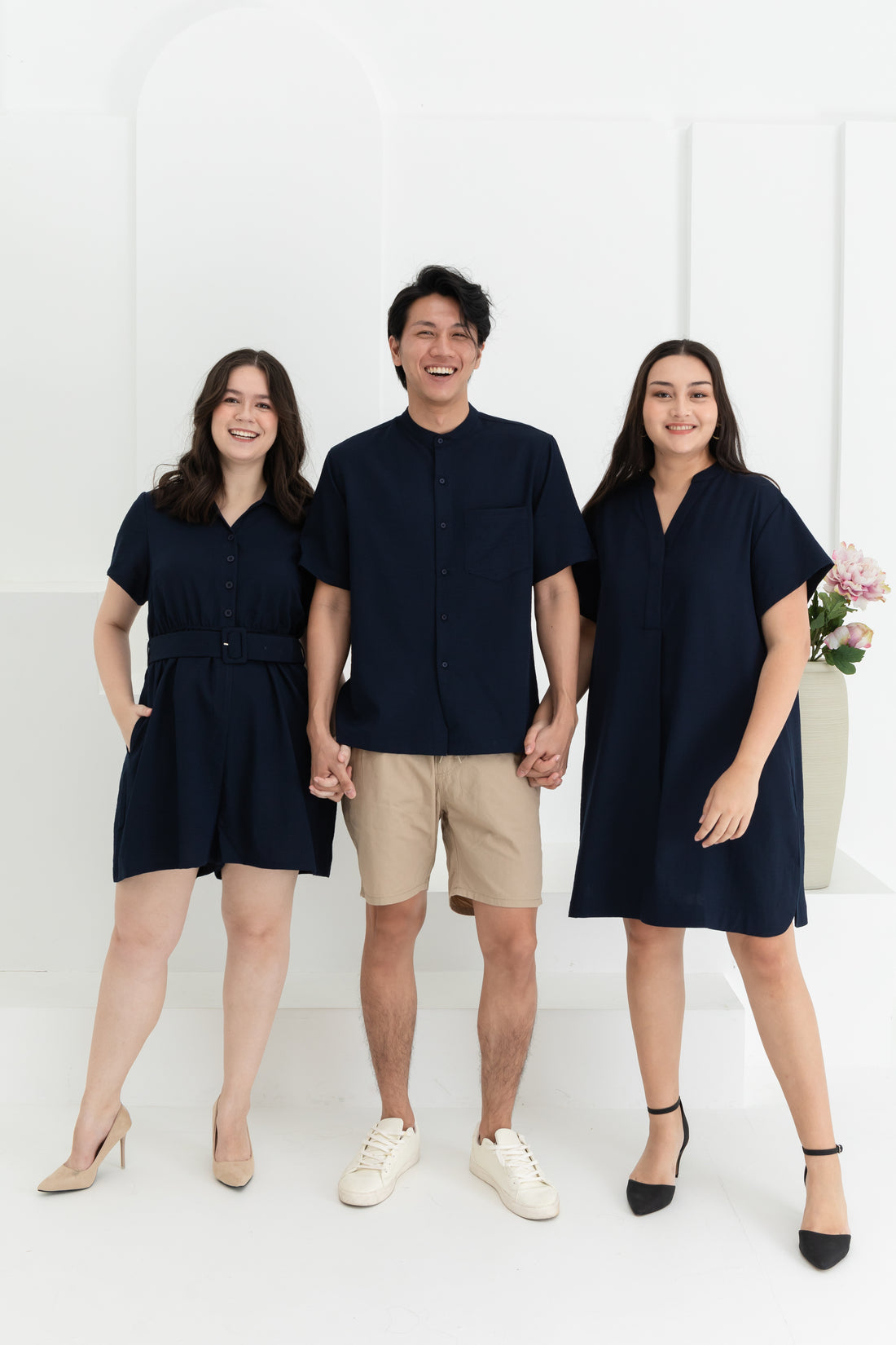 George Mandarin Collar Shirt In Navy