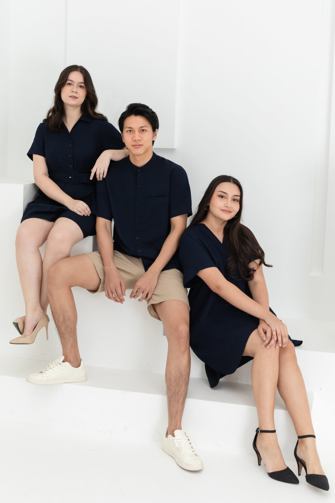 George Mandarin Collar Shirt In Navy