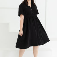 Jeanette Scalloped Neckline Dress In Black