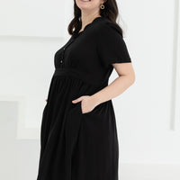 Jeanette Scalloped Neckline Dress In Black