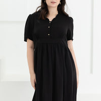 Jeanette Scalloped Neckline Dress In Black