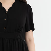 Jeanette Scalloped Neckline Dress In Black