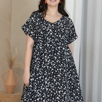 Hannah Babydoll Dress In Black Floral