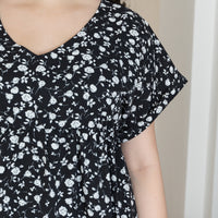 Hannah Babydoll Dress In Black Floral
