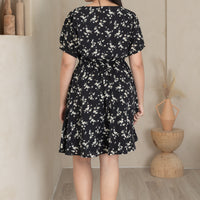 Ariel Floral Button Dress In Black-Yellow