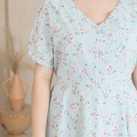 Ariel Floral Button Dress In Blue