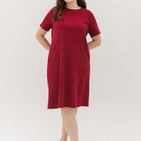 Kara Waffle Knit Midi Dress In Maroon