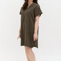 Elaine Shift Dress In Olive Green