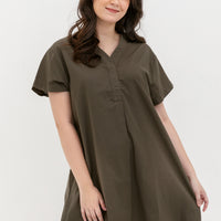 Elaine Shift Dress In Olive Green