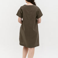 Elaine Shift Dress In Olive Green