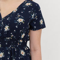 Audrey Midi Dress In Navy Blue Floral