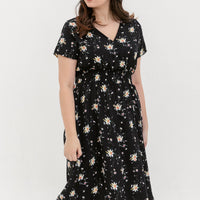 Audrey Midi Dress In Black Floral