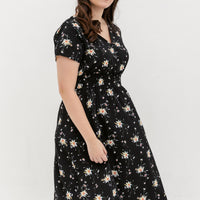 Audrey Midi Dress In Black Floral