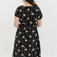 Audrey Midi Dress In Black Floral
