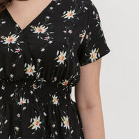 Audrey Midi Dress In Black Floral