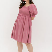 Shelley Smocked Dress In Mauve Pink